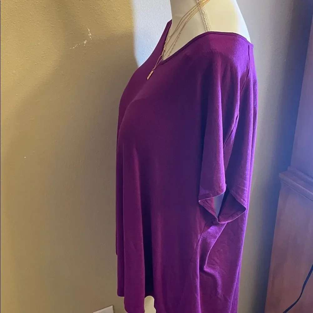 Lane Bryant Rich Purple Short Sleeve Top - Picture 5 of 5